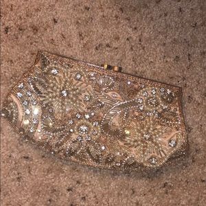 Clutch with embellished beads and crystals